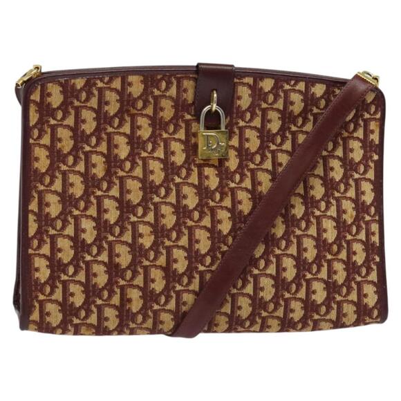 DIOR Trotter Canvas Shoulder Bag Red Gold - Picture 1 of 12